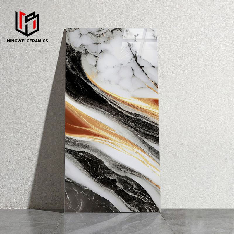 カラフルなガラス張りの磨かれた金タイル