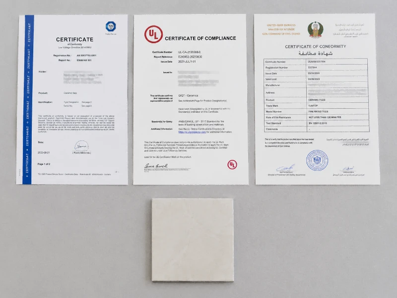 Certificate of Compliance for Fire Resistance of Tiles Certificate of Compliance for Fire Resistance of Tiles